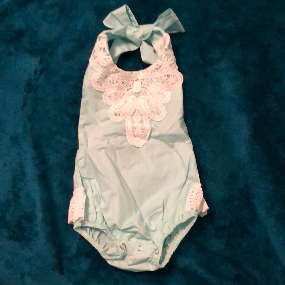 Baby Girl Halter Lace Romper Sunsuit  (18M)